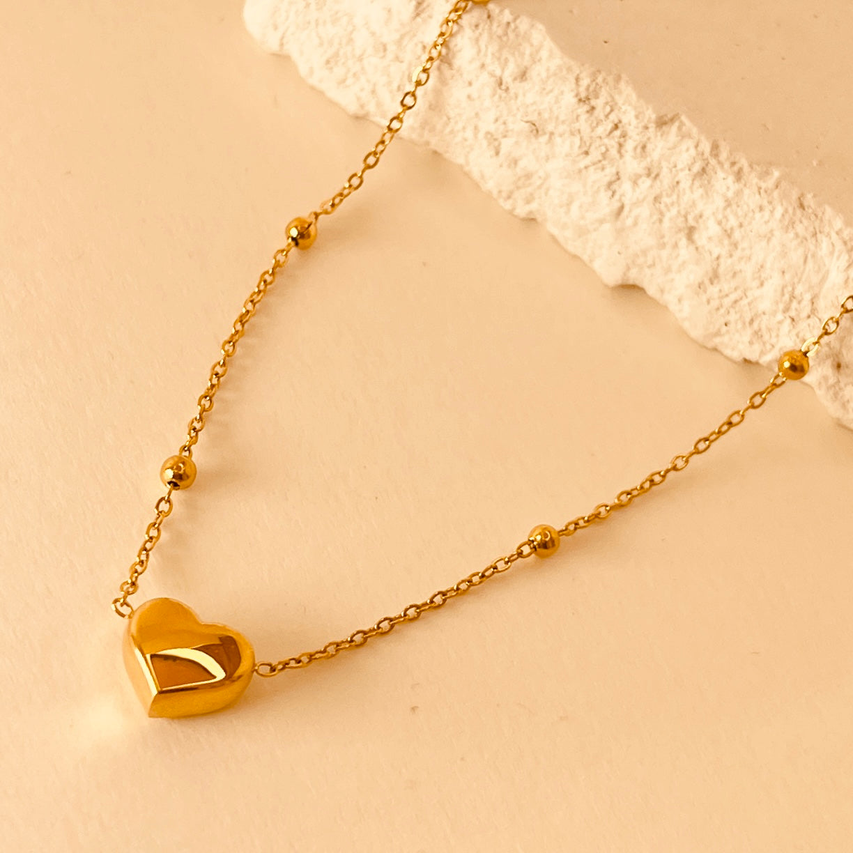 Round Bead Love Necklace - Italian 18K gold