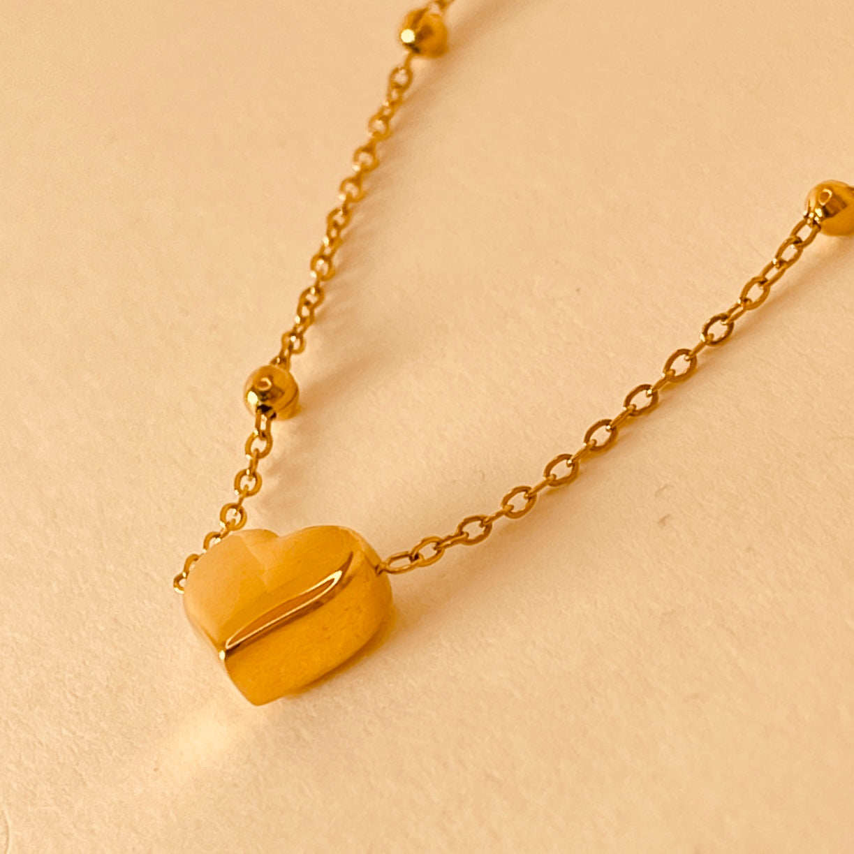 Round Bead Love Necklace - Italian 18K gold