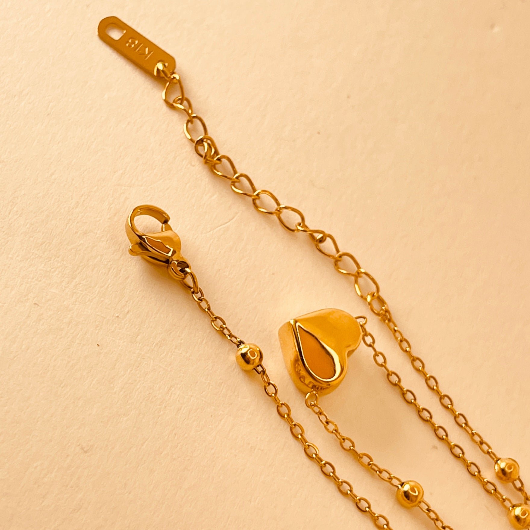 Round Bead Love Necklace - Italian 18K gold