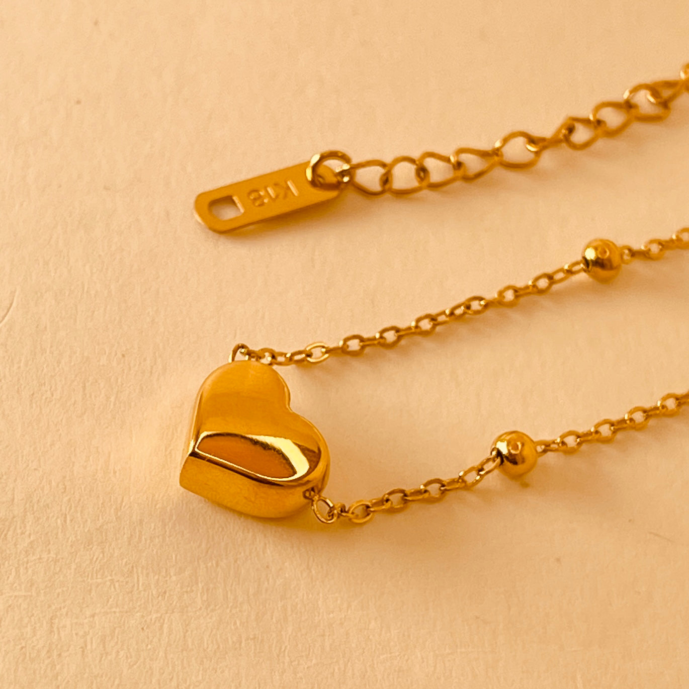 Round Bead Love Necklace - Italian 18K gold