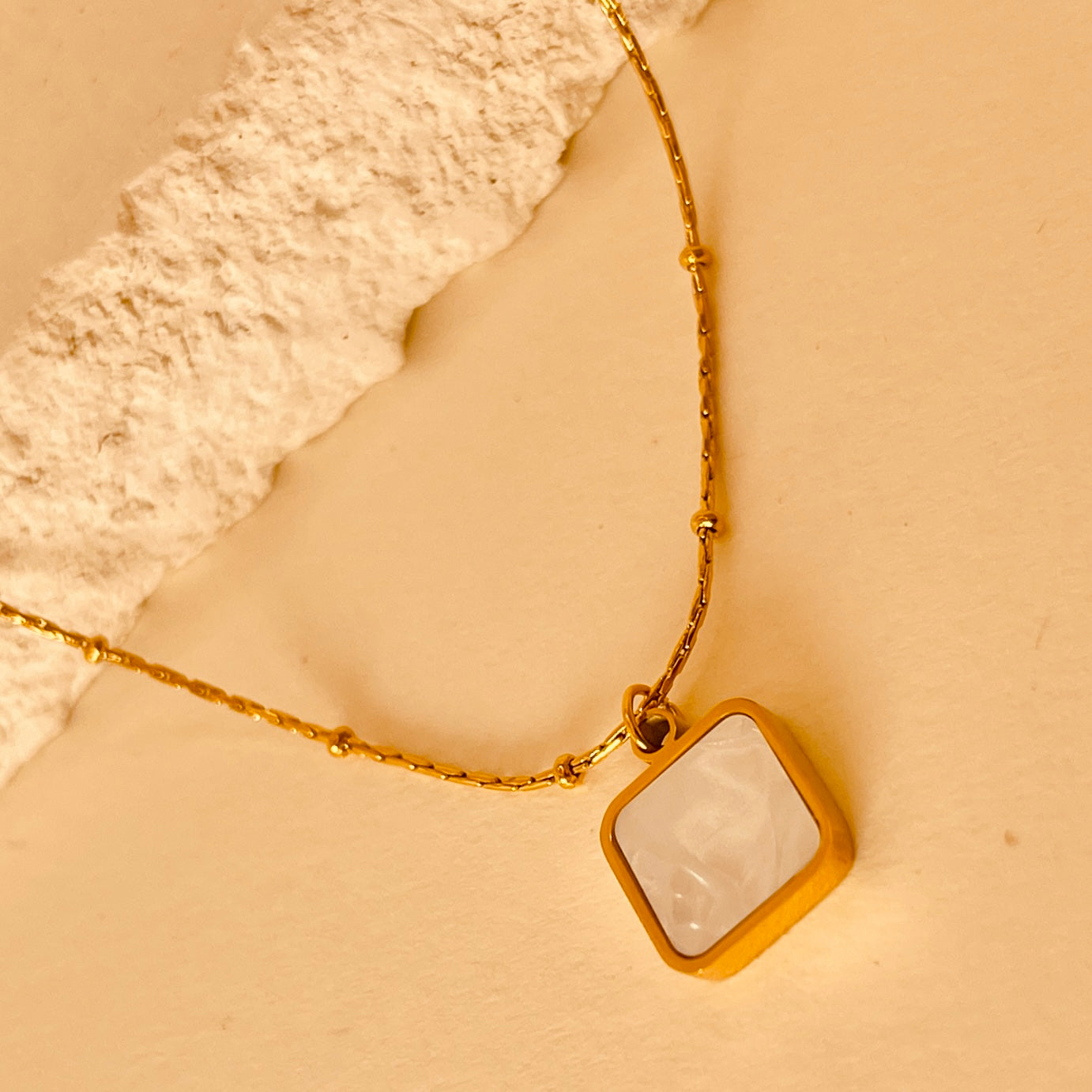 PVD Square Pendant - 18K