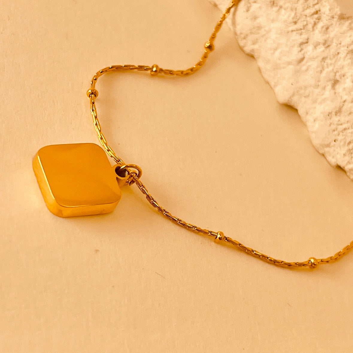 PVD Square Pendant - 18K