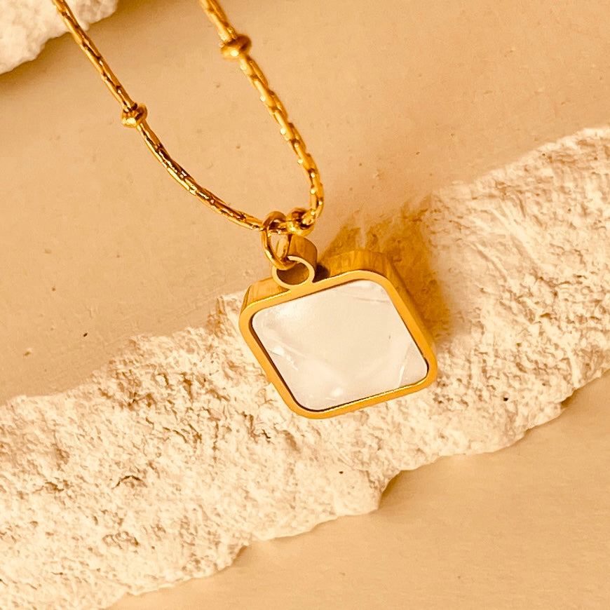 PVD Square Pendant - 18K