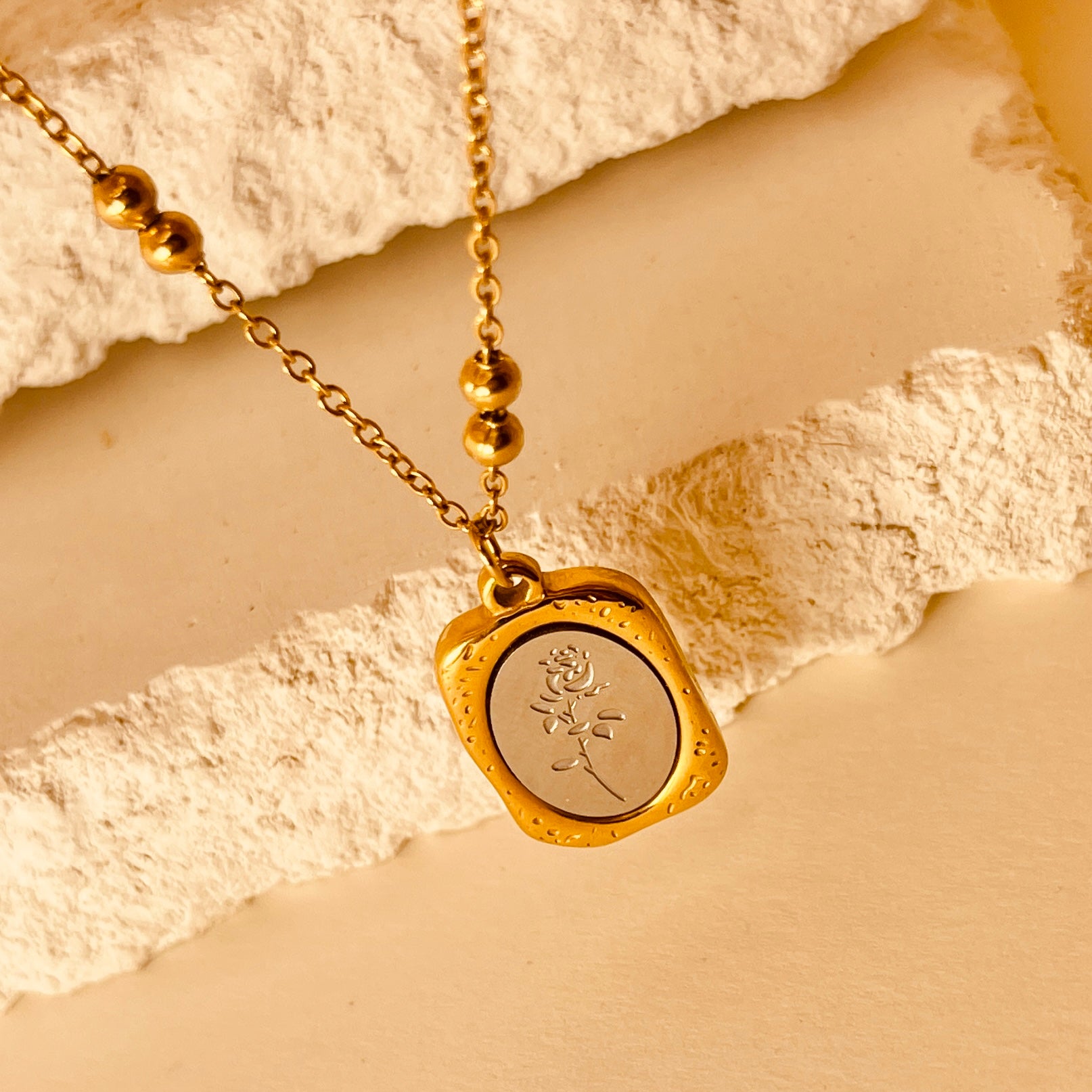 Silver Flower Necklace - 18K Plated