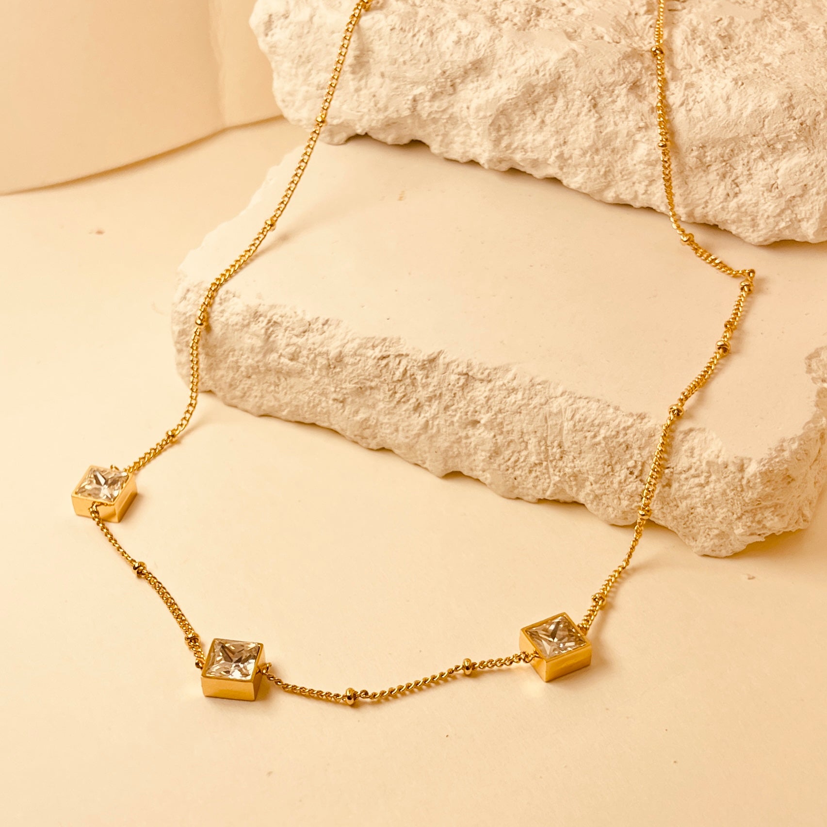 Square Zircon Mala Pendant