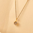 Simple Six-Claw Diamond Necklace