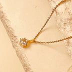 Simple Six-Claw Diamond Necklace