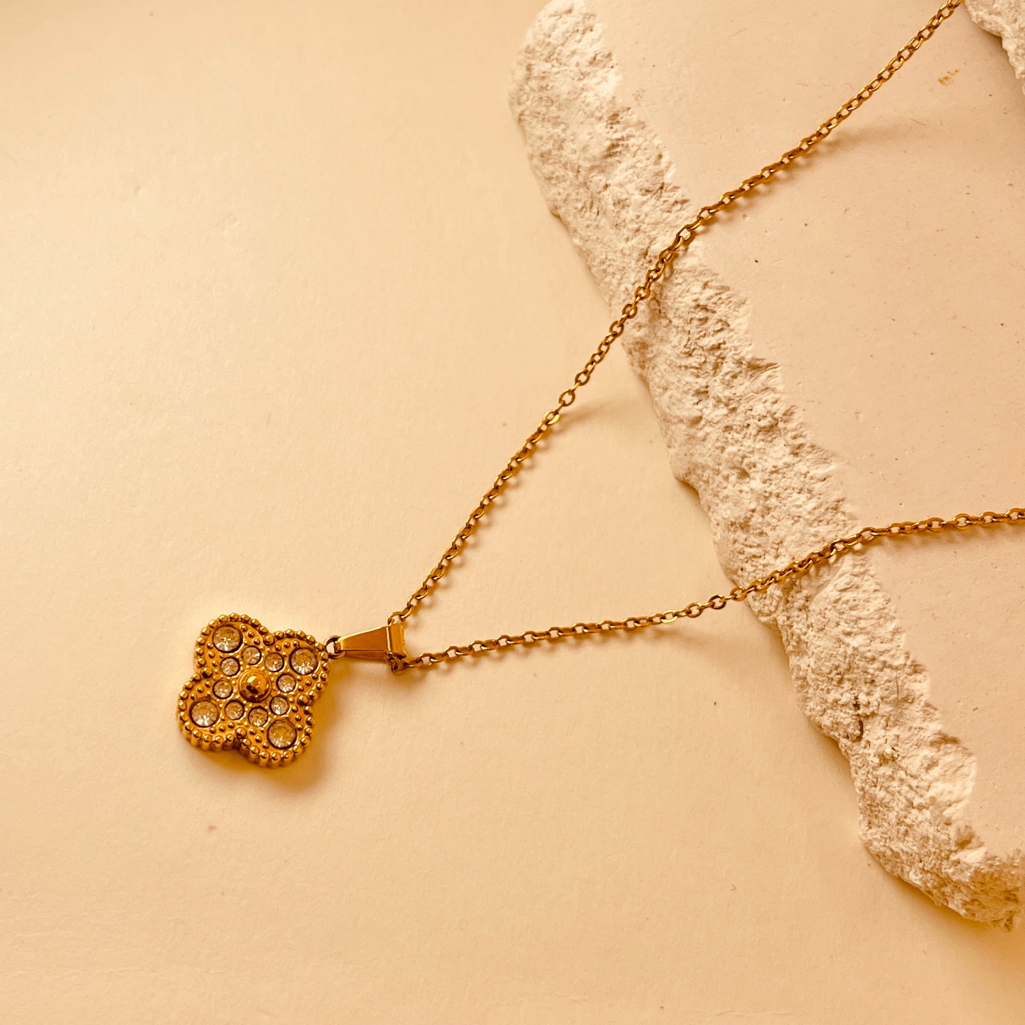 Lucky Clover Zircon Pendant (two sided)