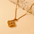 Lucky Clover Zircon Pendant (two sided)