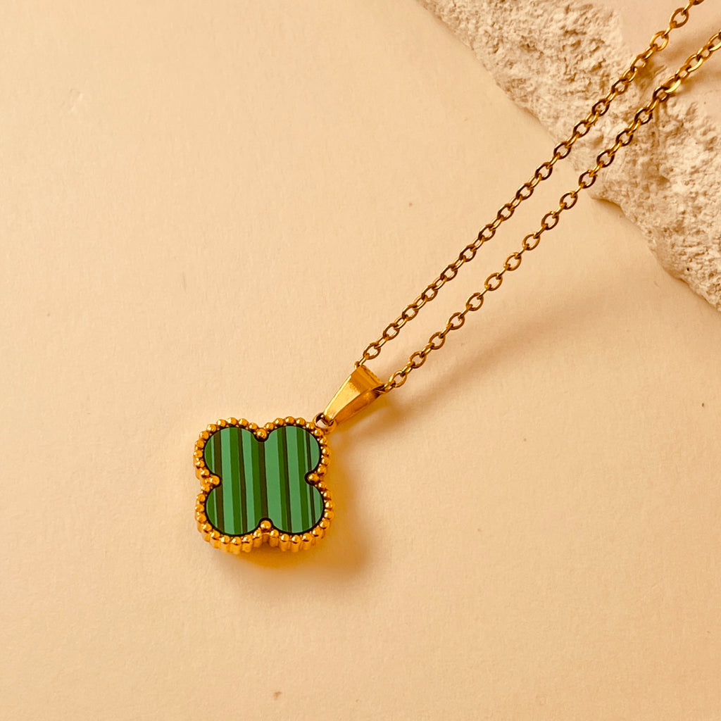 Lucky Clover Zircon Pendant (two sided)
