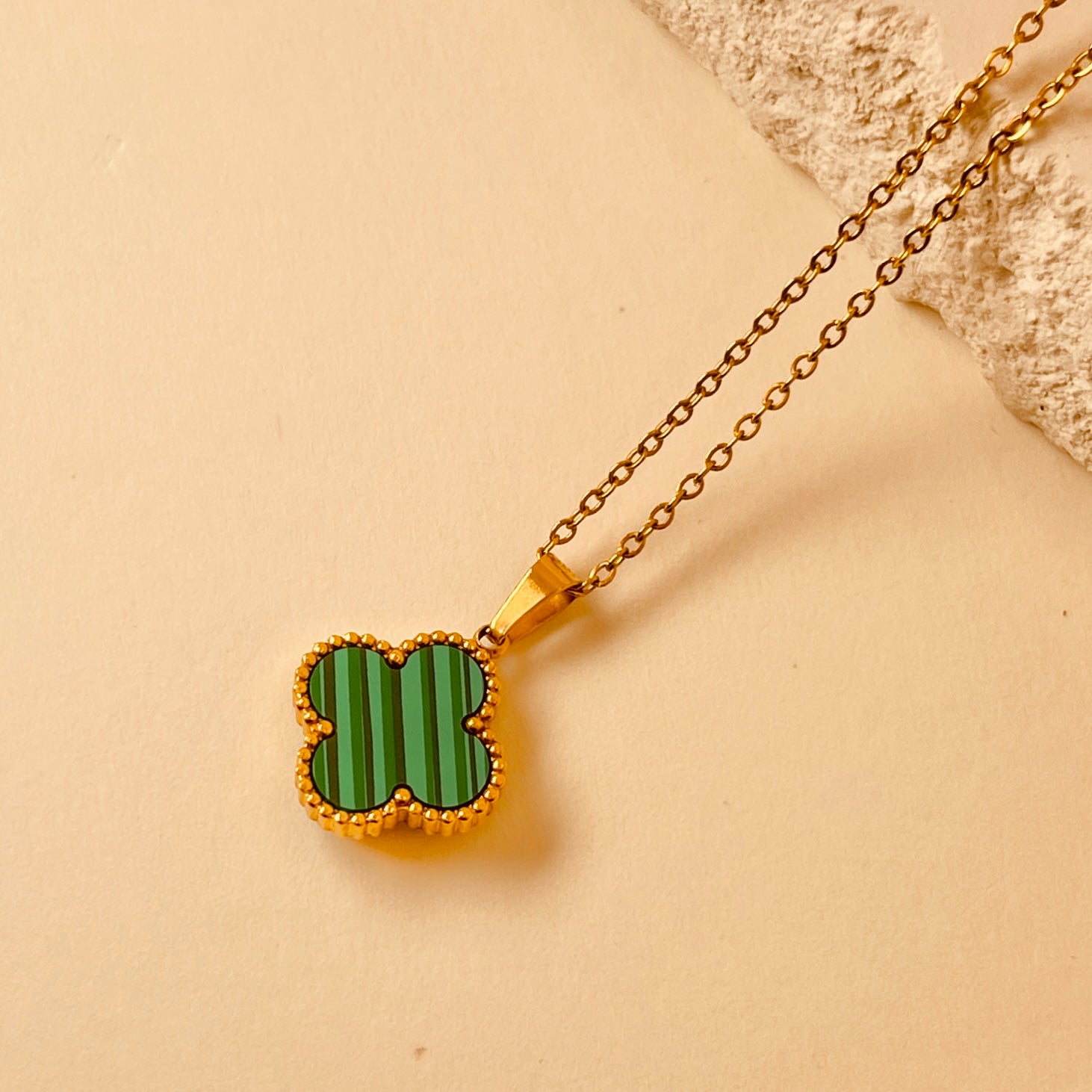 Lucky Clover Zircon Pendant (two sided)