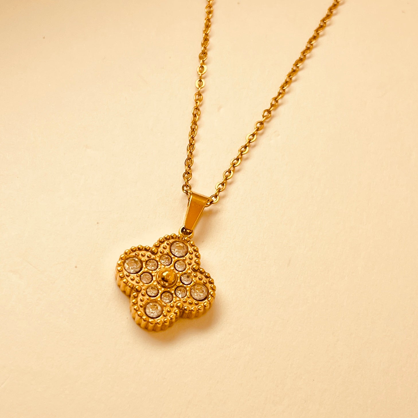 Lucky Clover Zircon Pendant (two sided)