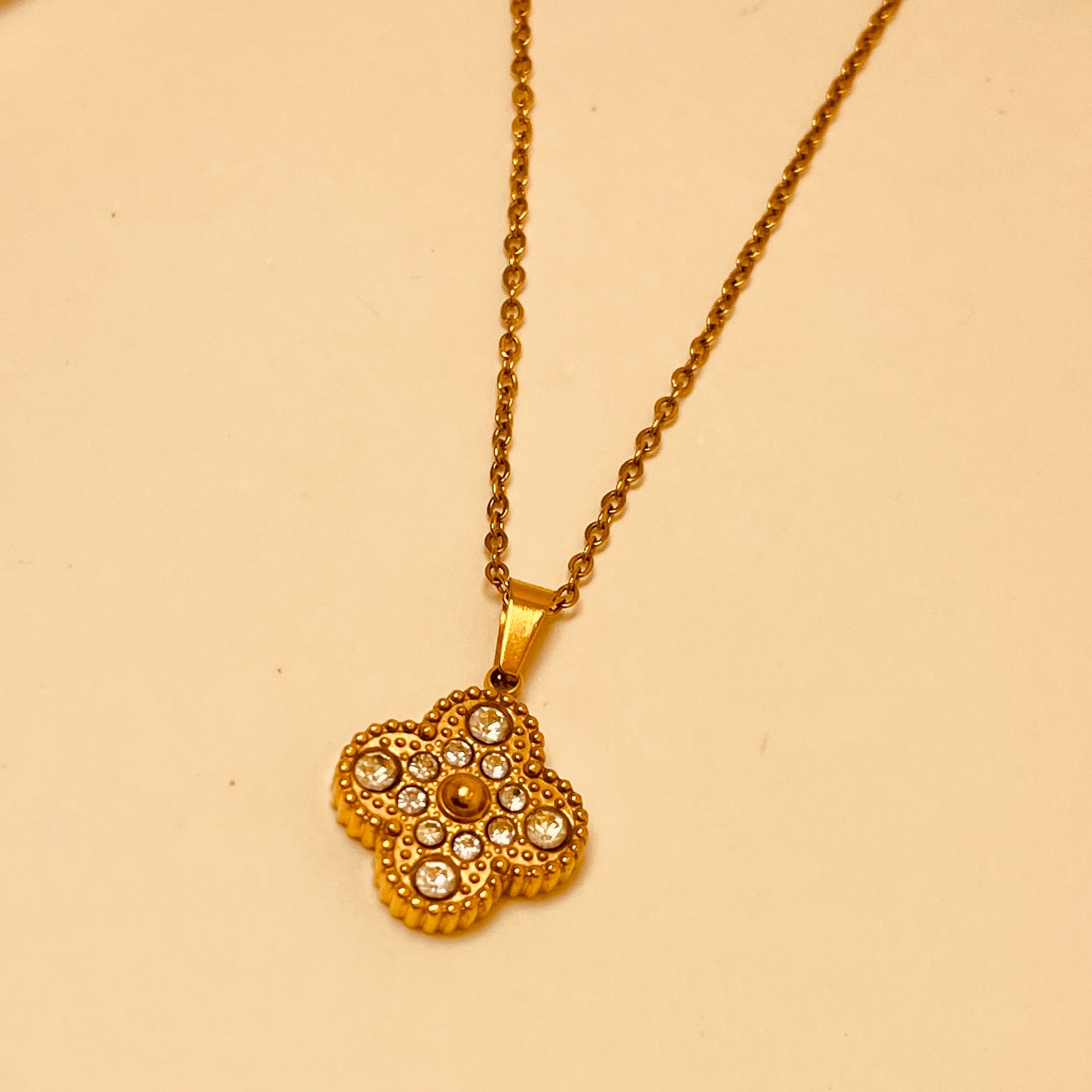Lucky Clover Zircon Pendant (two sided)