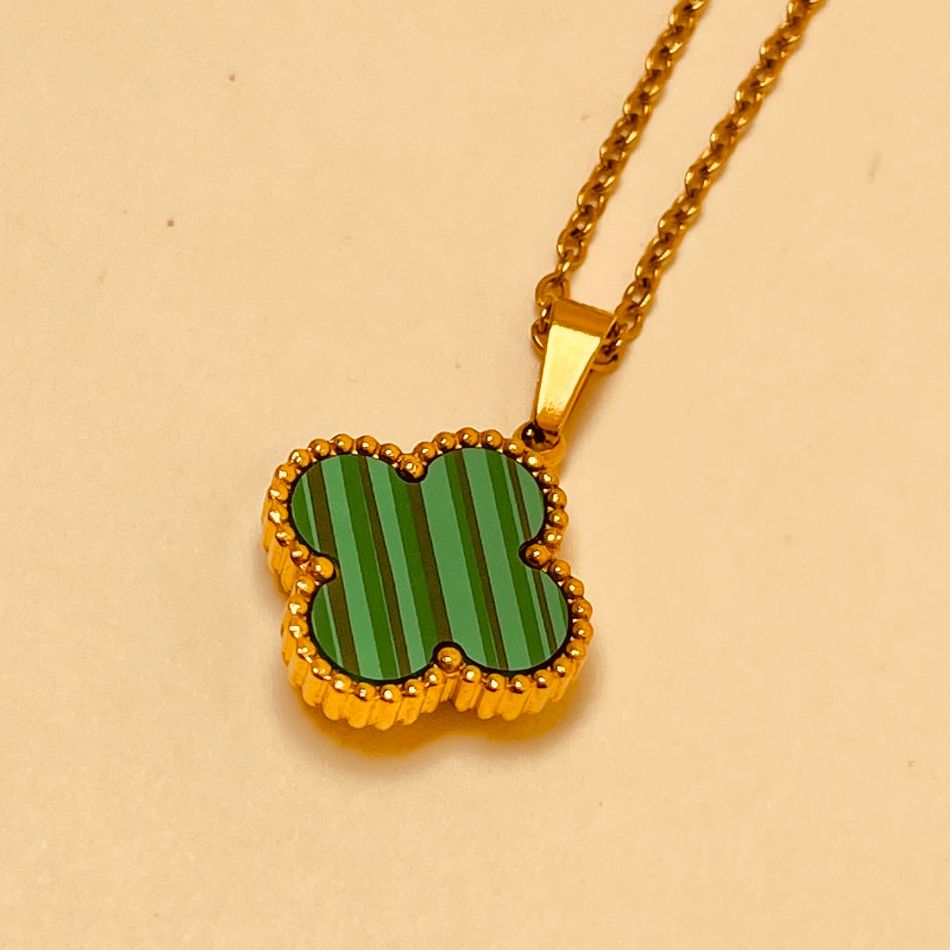 Lucky Clover Zircon Pendant (two sided)
