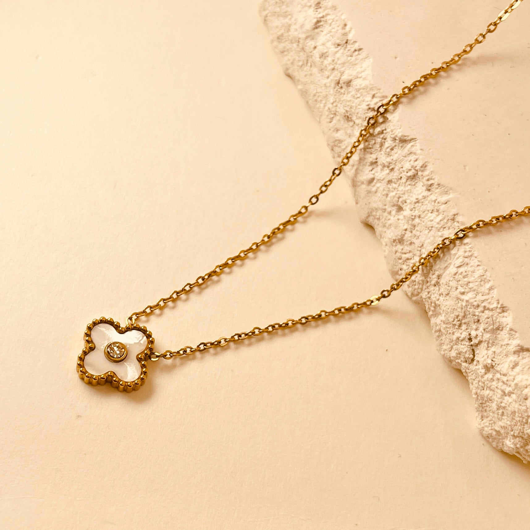 Luxe Gold and White Clover Pendants