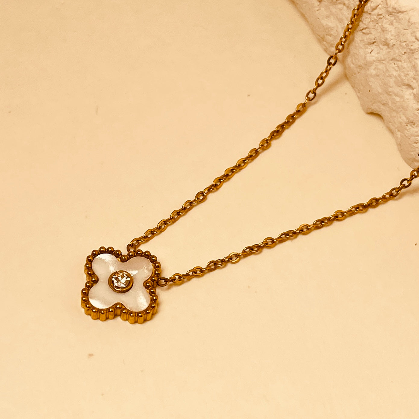 Luxe Gold and White Clover Pendants