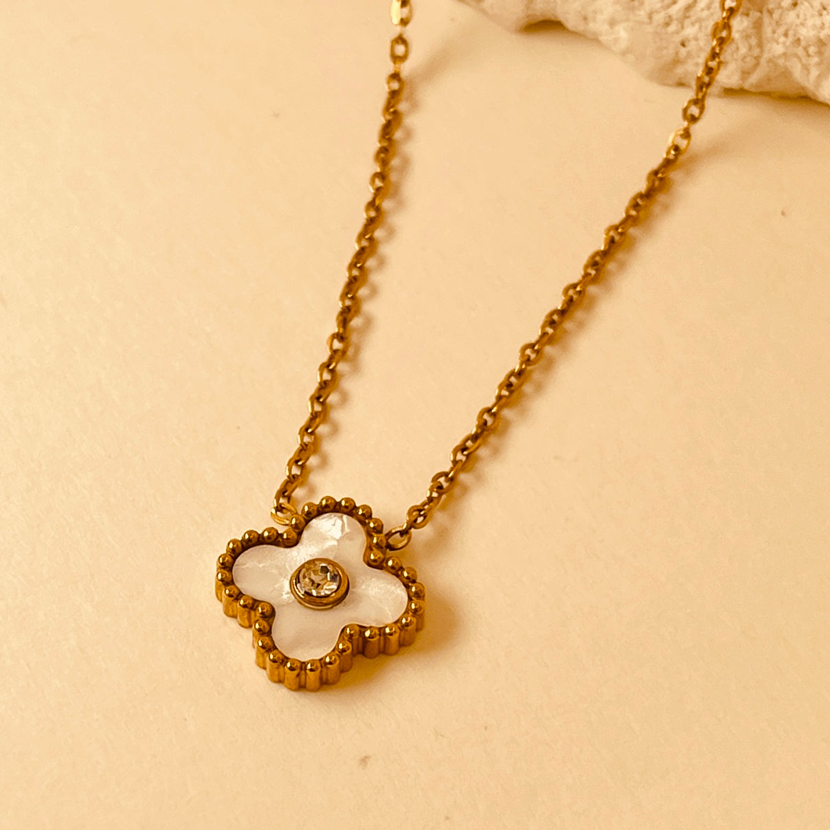 Luxe Gold and White Clover Pendants