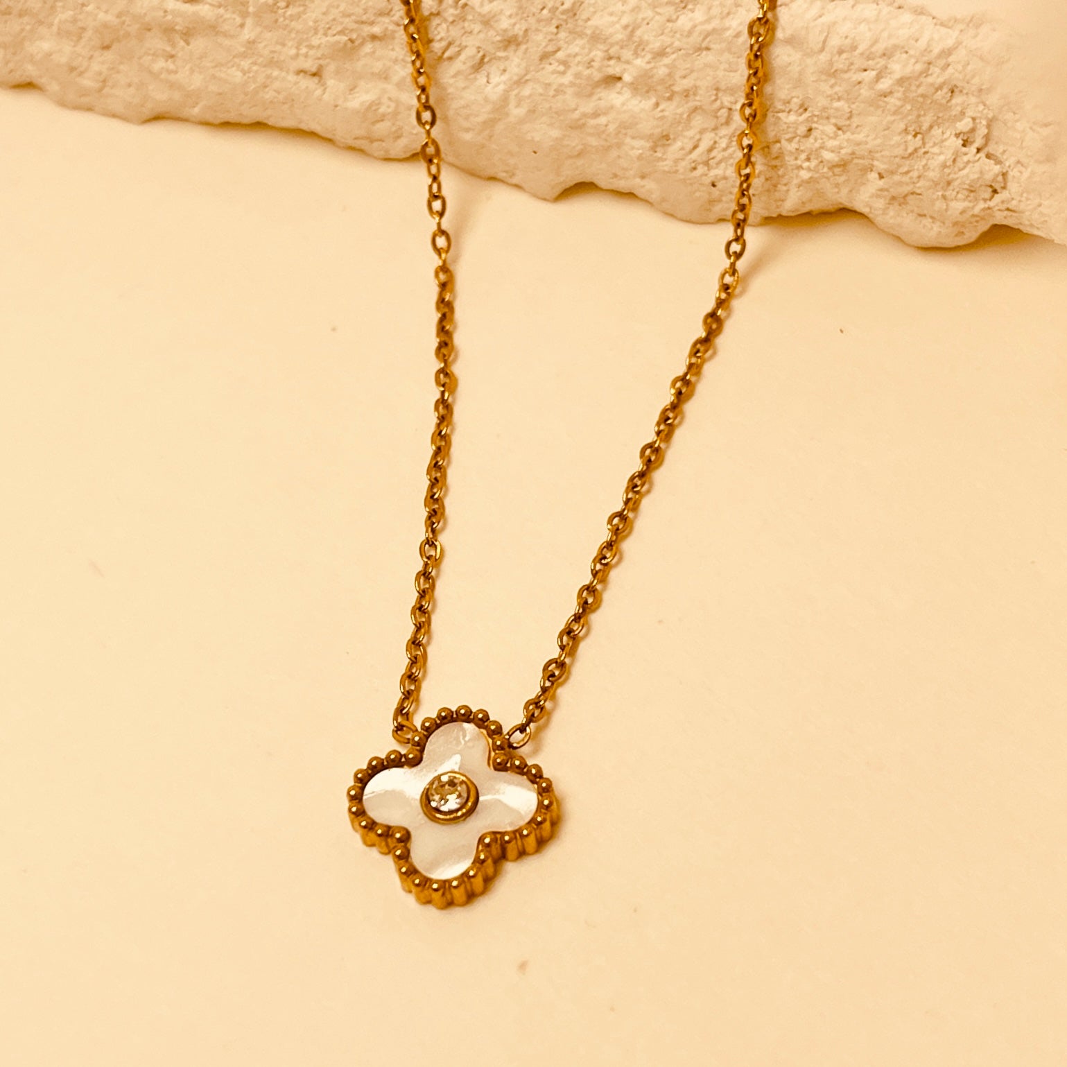 Luxe Gold and White Clover Pendants