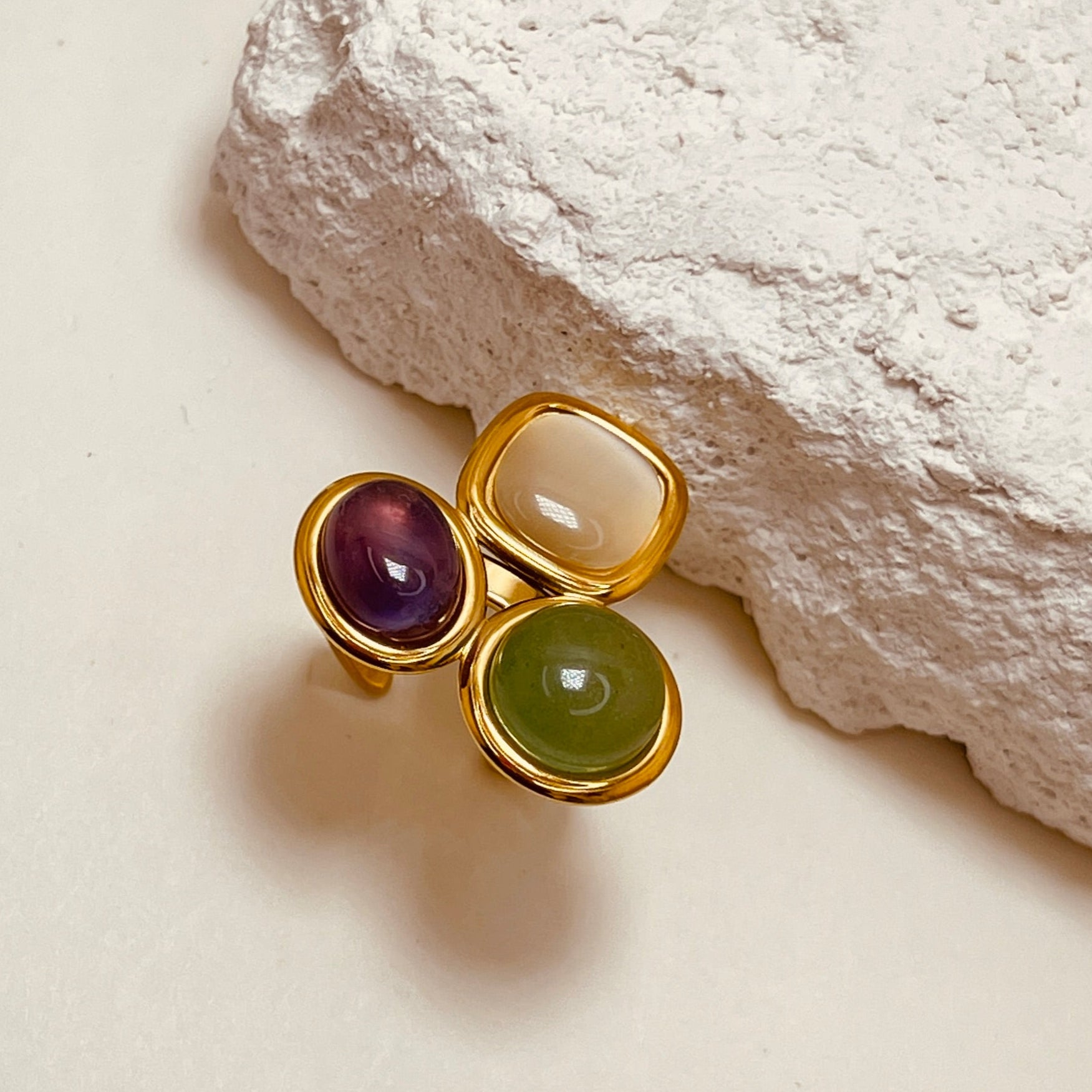 Trio Natural Stone Ring