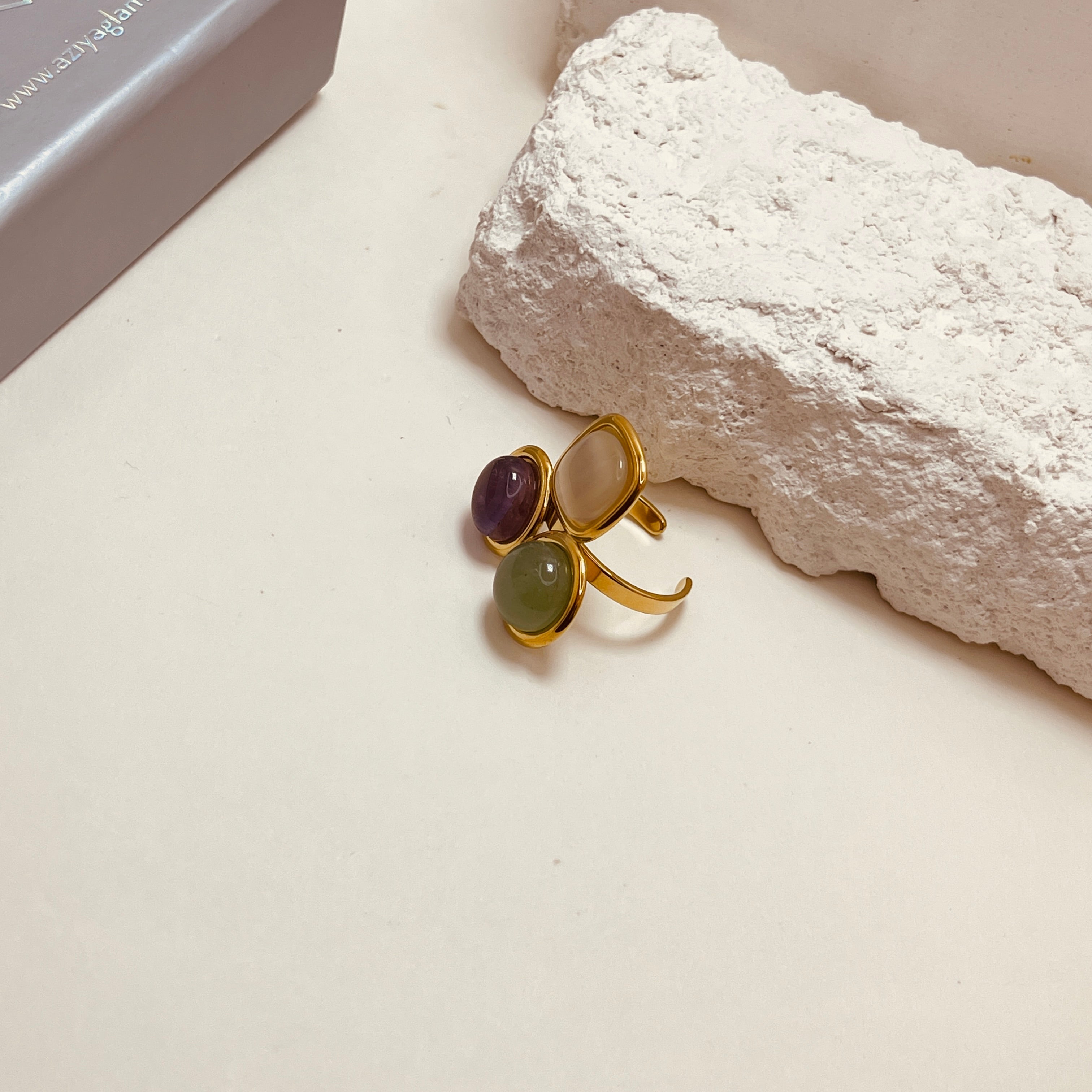 Trio Natural Stone Ring