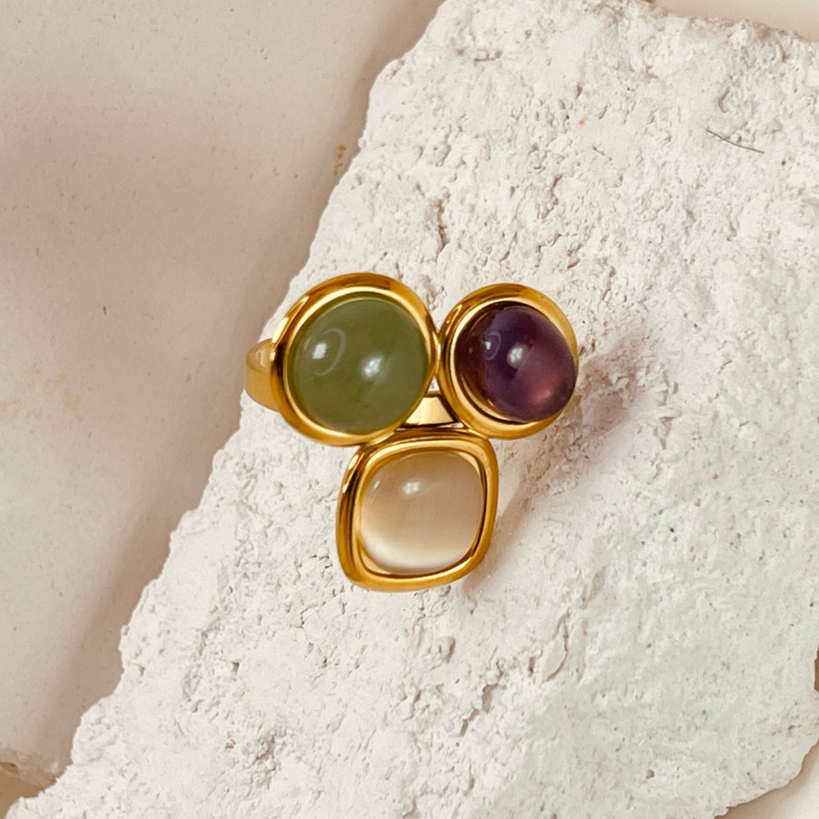 Trio Natural Stone Ring