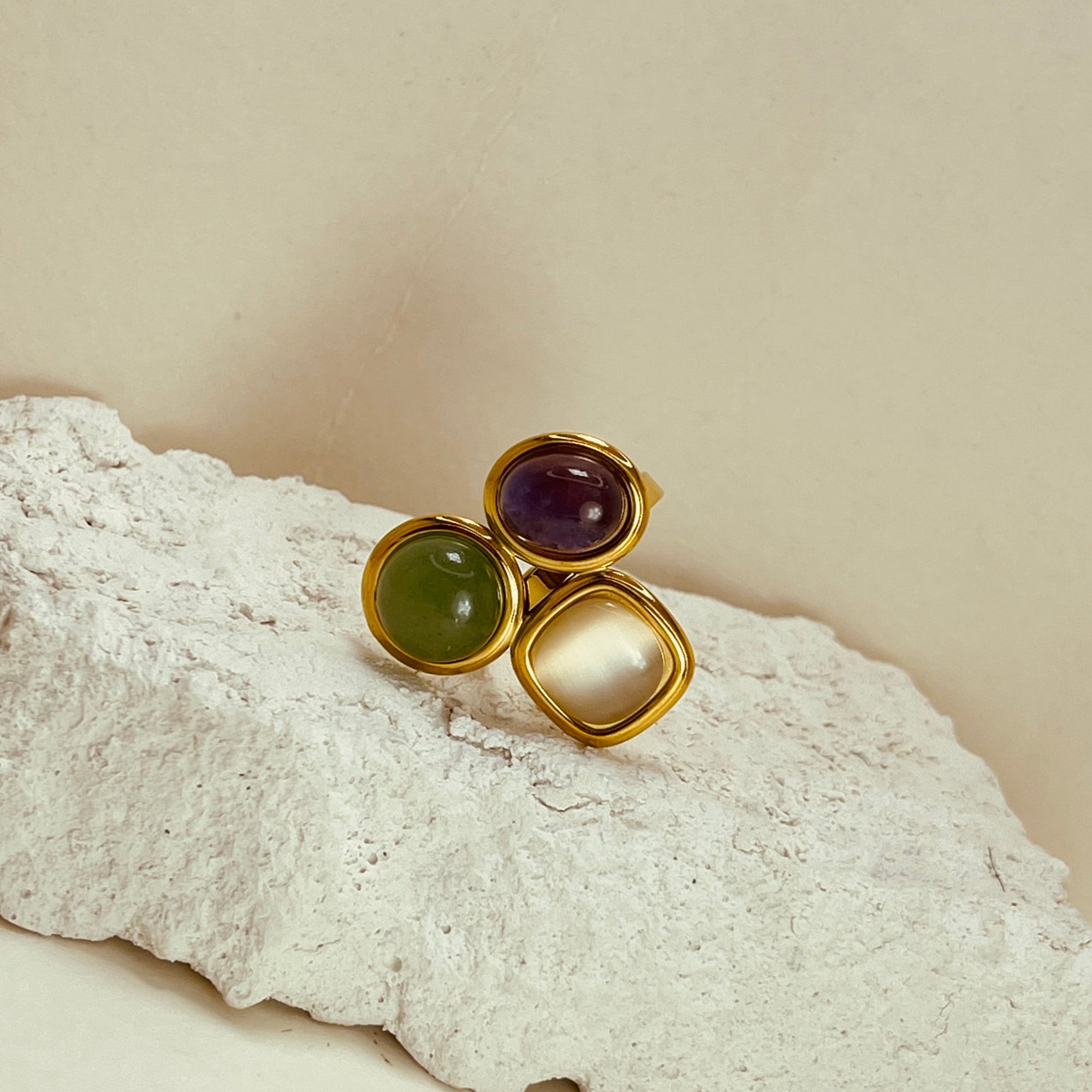 Trio Natural Stone Ring