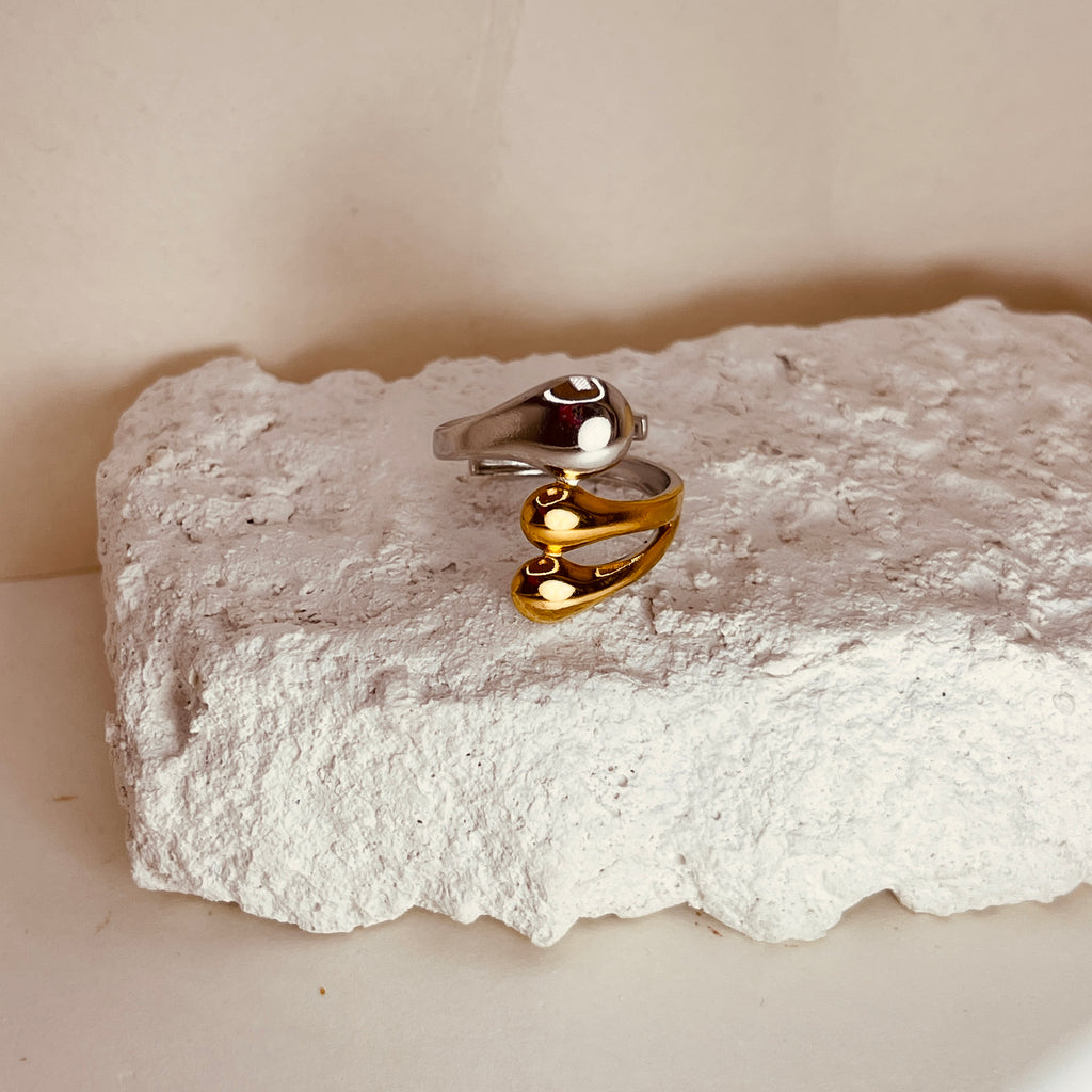 Silver Gold Trio Ring