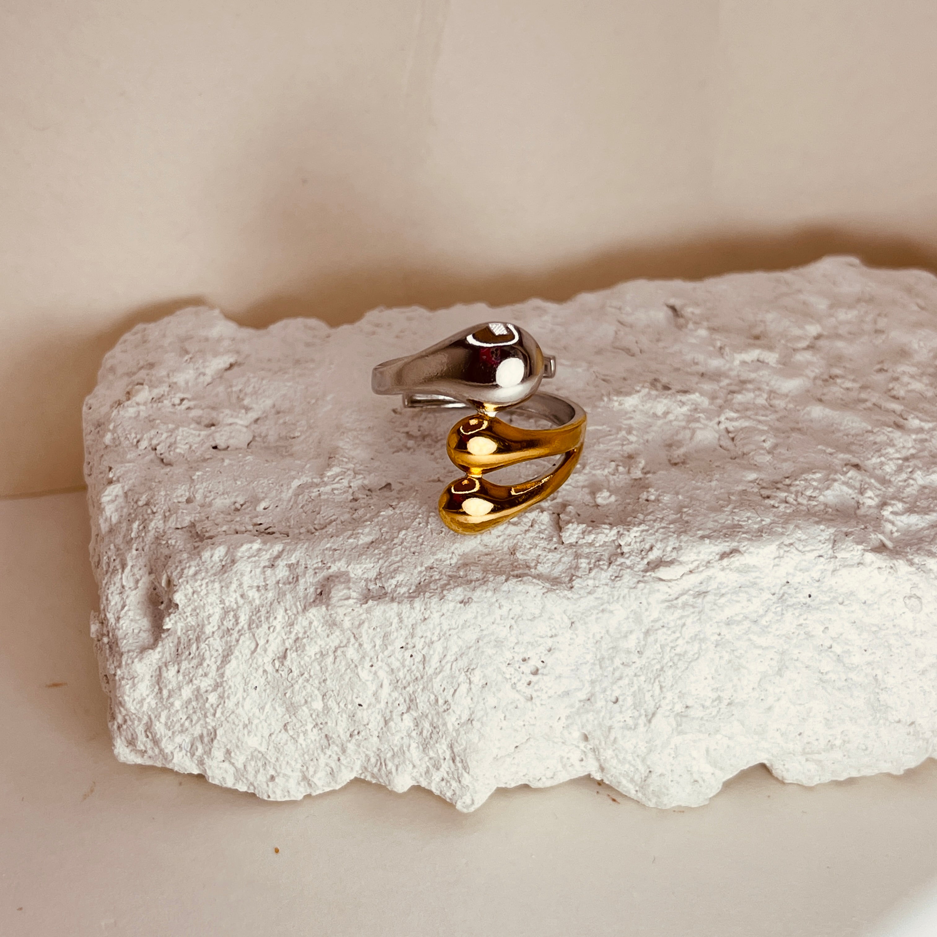 Silver Gold Trio Ring