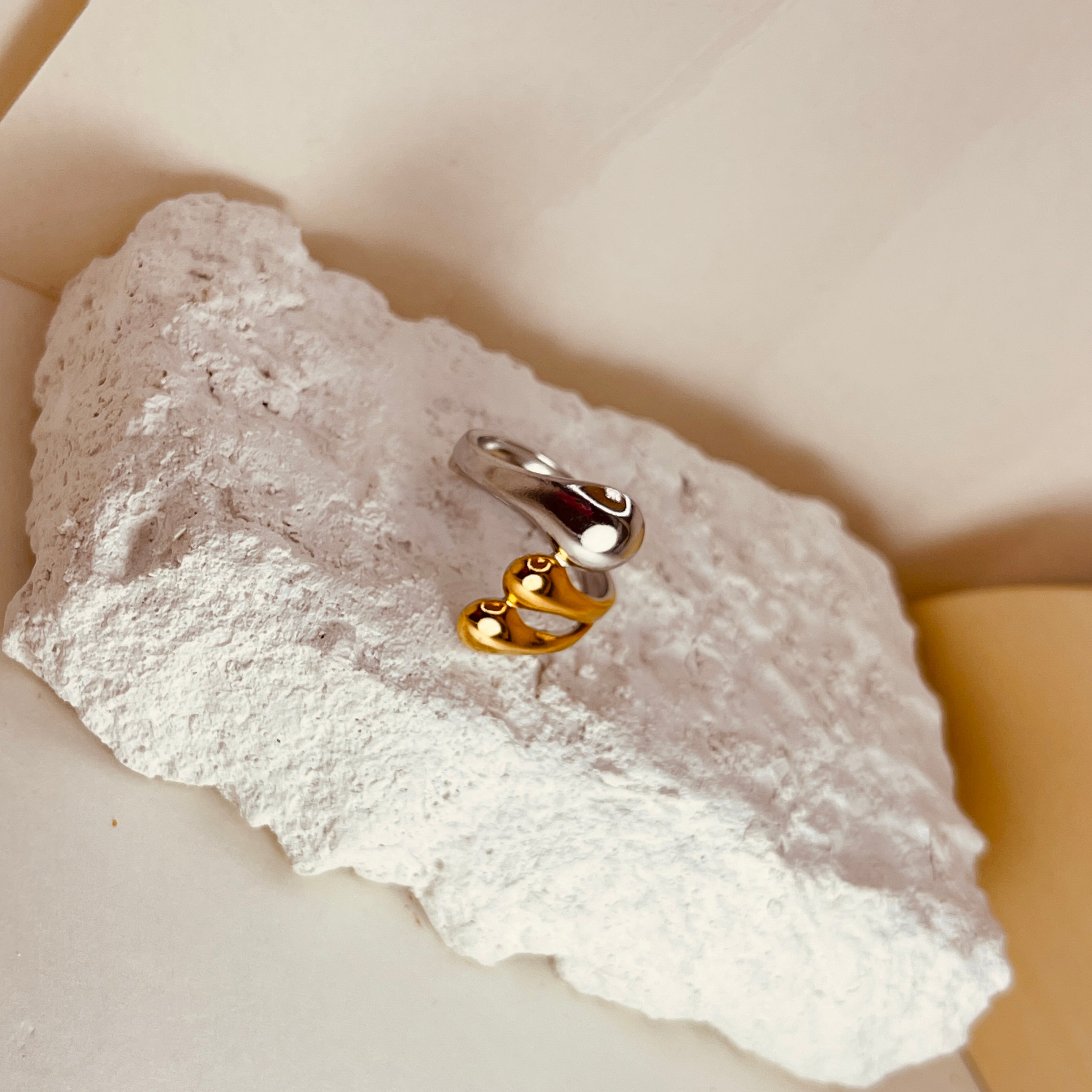Silver Gold Trio Ring