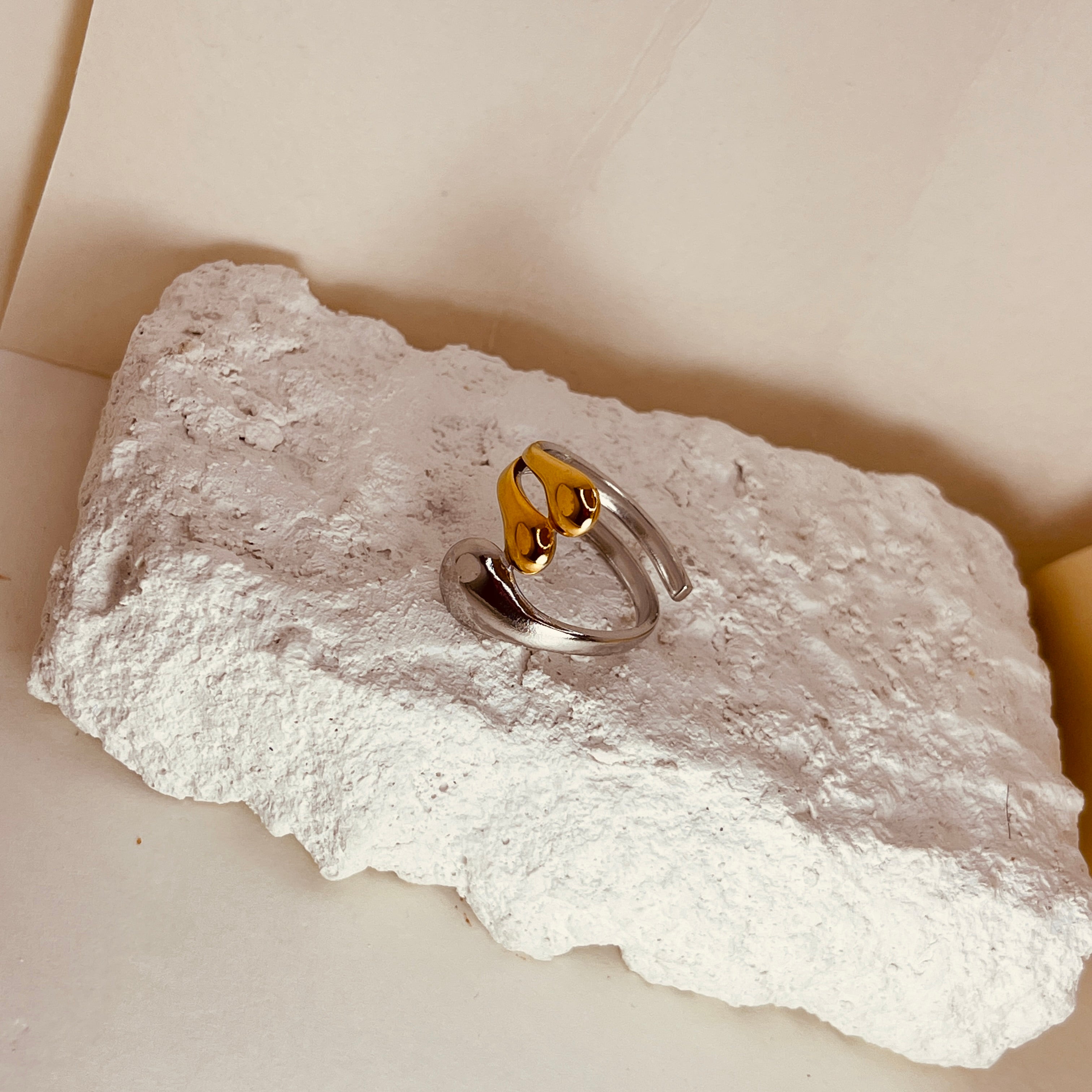 Silver Gold Trio Ring