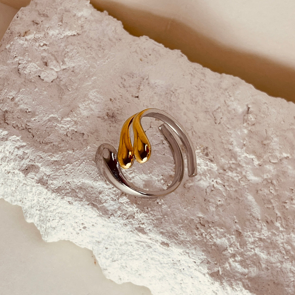 Silver Gold Trio Ring