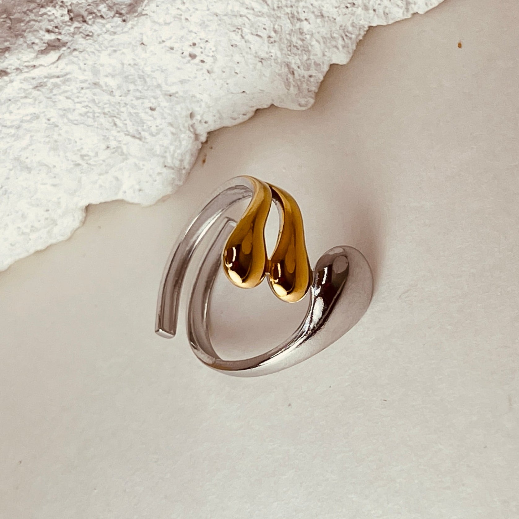 Silver Gold Trio Ring