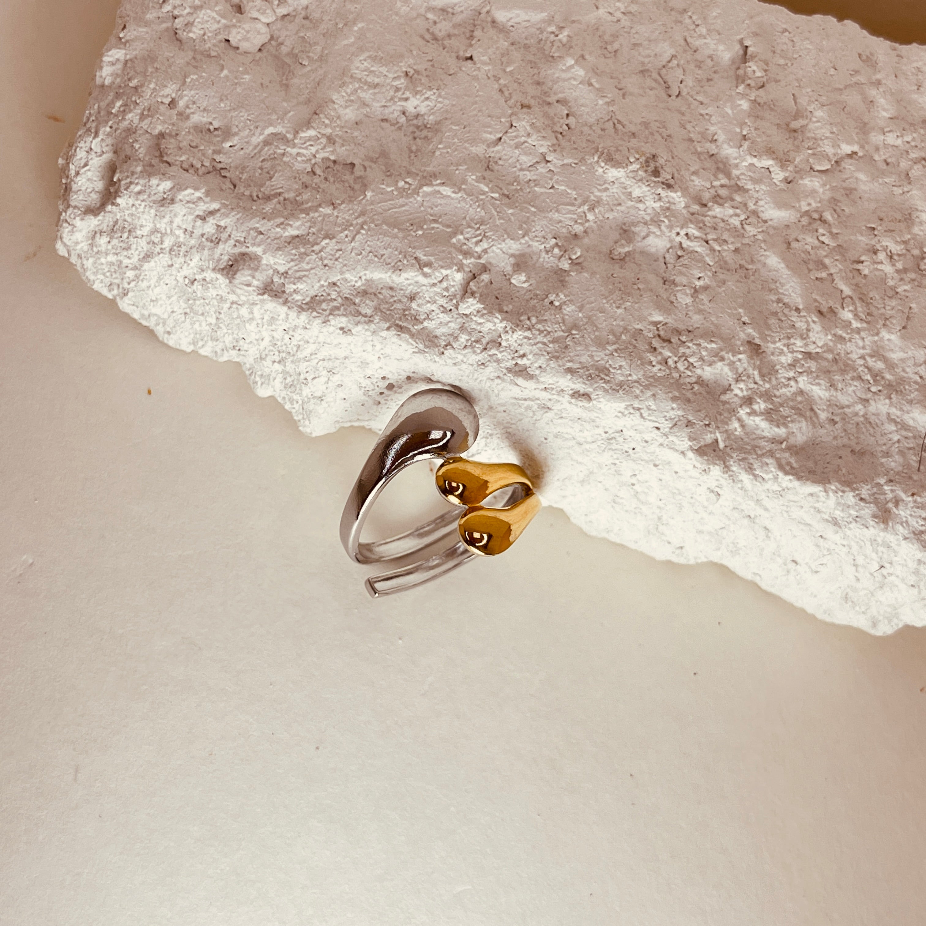 Silver Gold Trio Ring