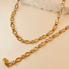 Rhinestone Hollow Oval Handmade Set
