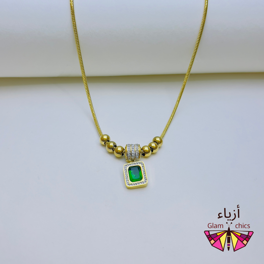 Square Zircon Titanium Necklace