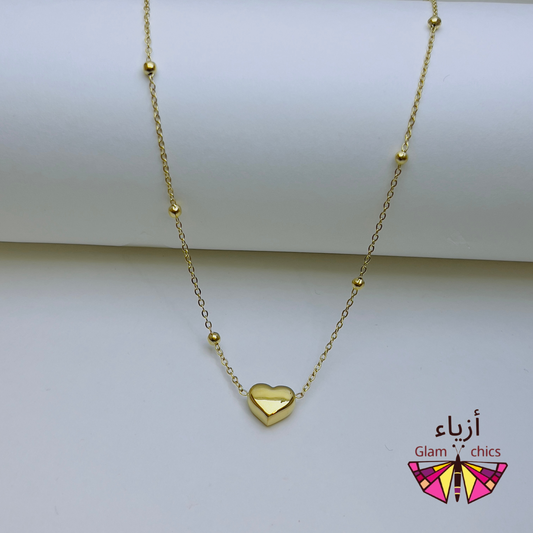 Round Bead Love Necklace - 18K gold