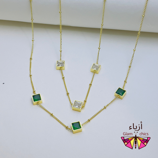 Square Zircon Mala Pendant