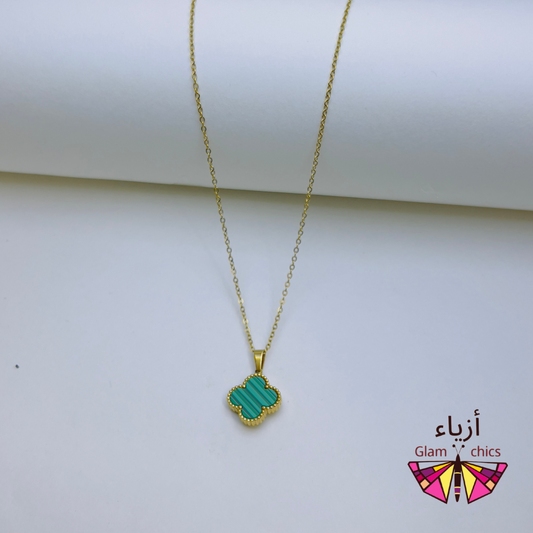 Lucky Clover Zircon Pendant (two sided)