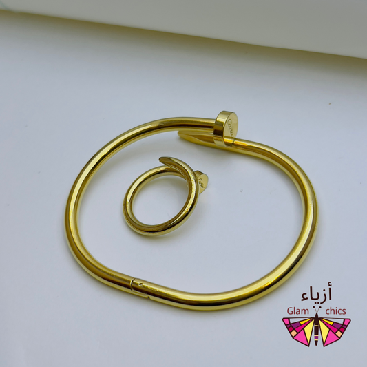 Nail-Style Stainless Steel Handcuff with Ring