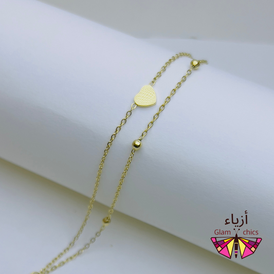 Layer beads Heart Bracelet 18K Gold