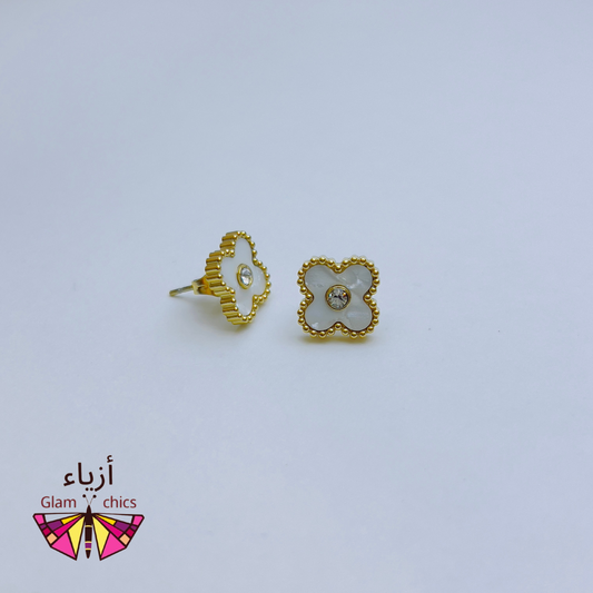 Zircon Flower 18K Gold Plating  Ear Studs