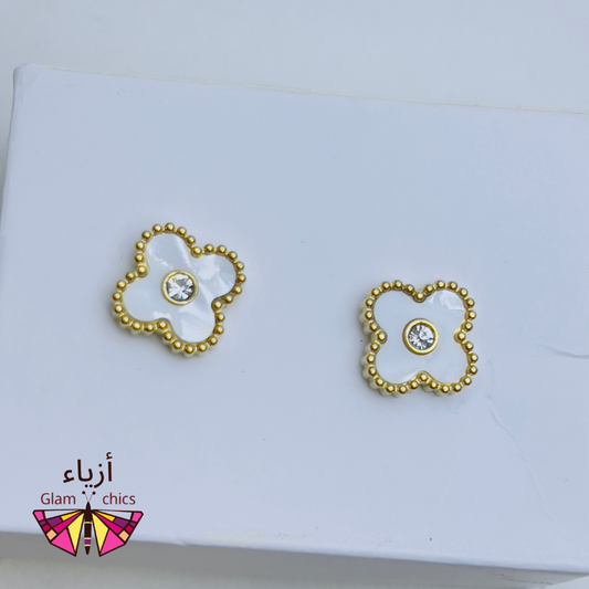 Zircon Flower 18K Gold Plating  Ear Studs