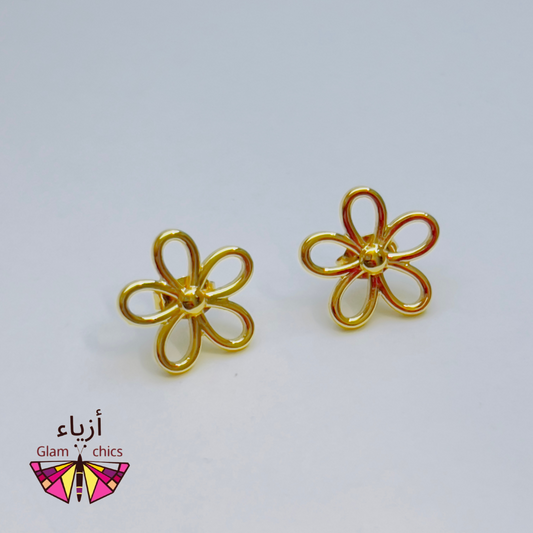 Flower Gold Electroplating Ear Studs