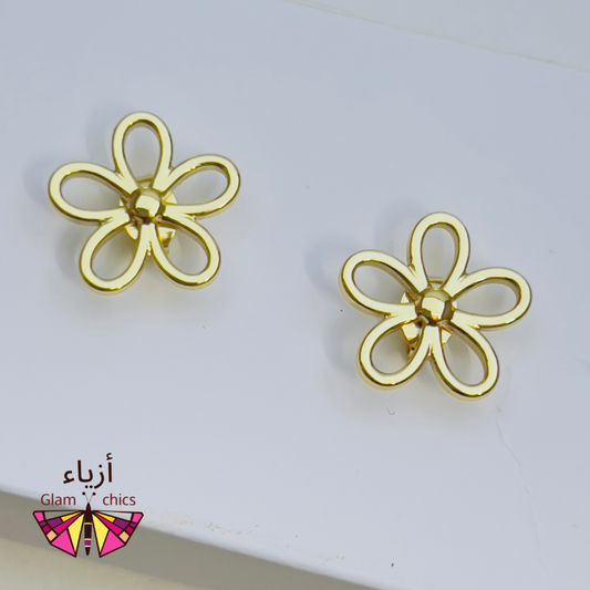 Flower Gold Electroplating Ear Studs